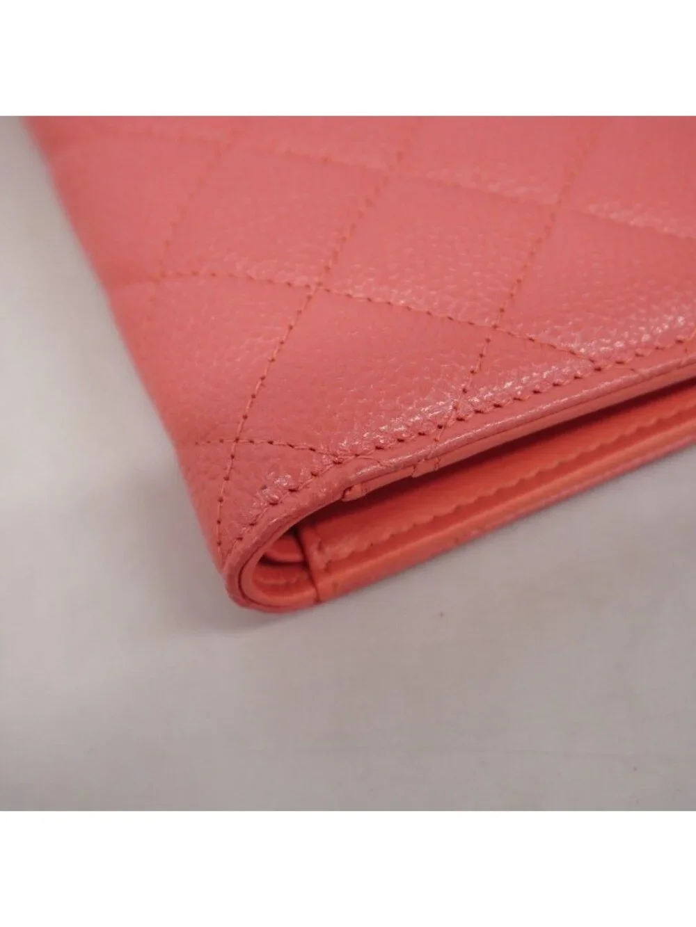 Chanel Wallet Quilted Caviar Leather Pink Gold